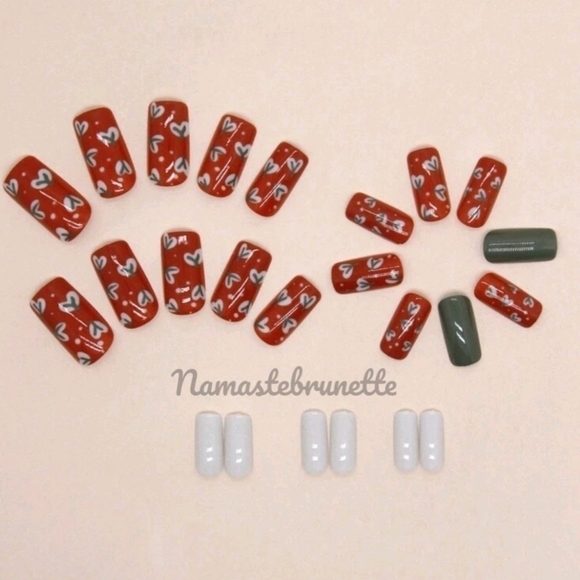 2/$16 Boho Fall Hearts Press On Nails - Picture 2 of 5